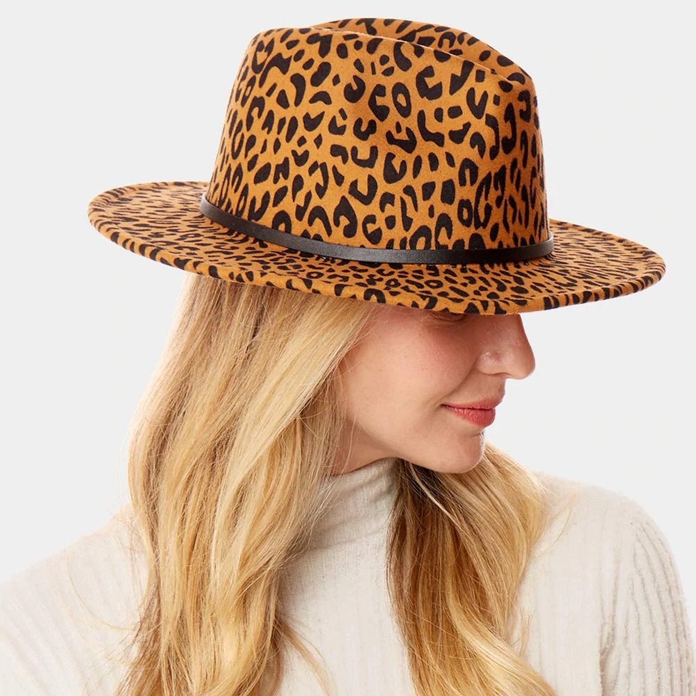 Cheetah Print Belted Fedora